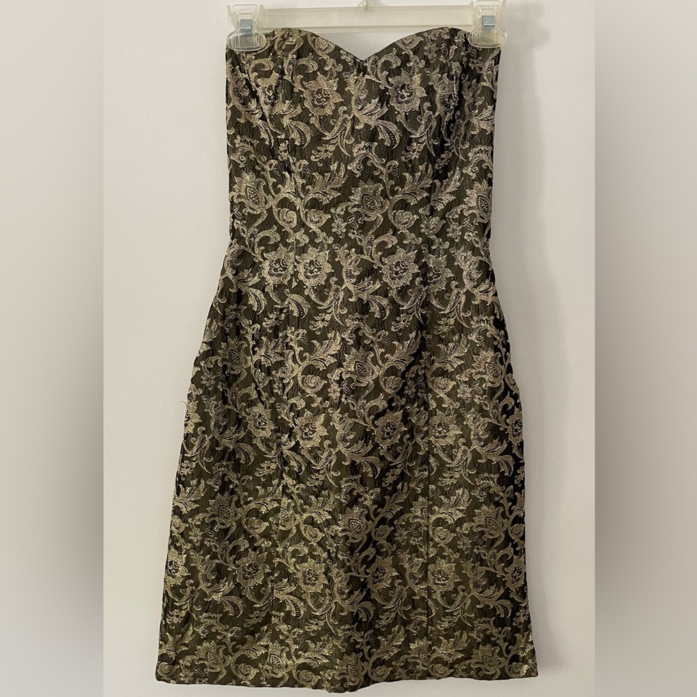 Moda Strapless Black and Gold Dress